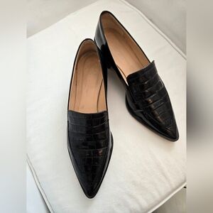 Club Monaco Black Croc-Embossed Loafers